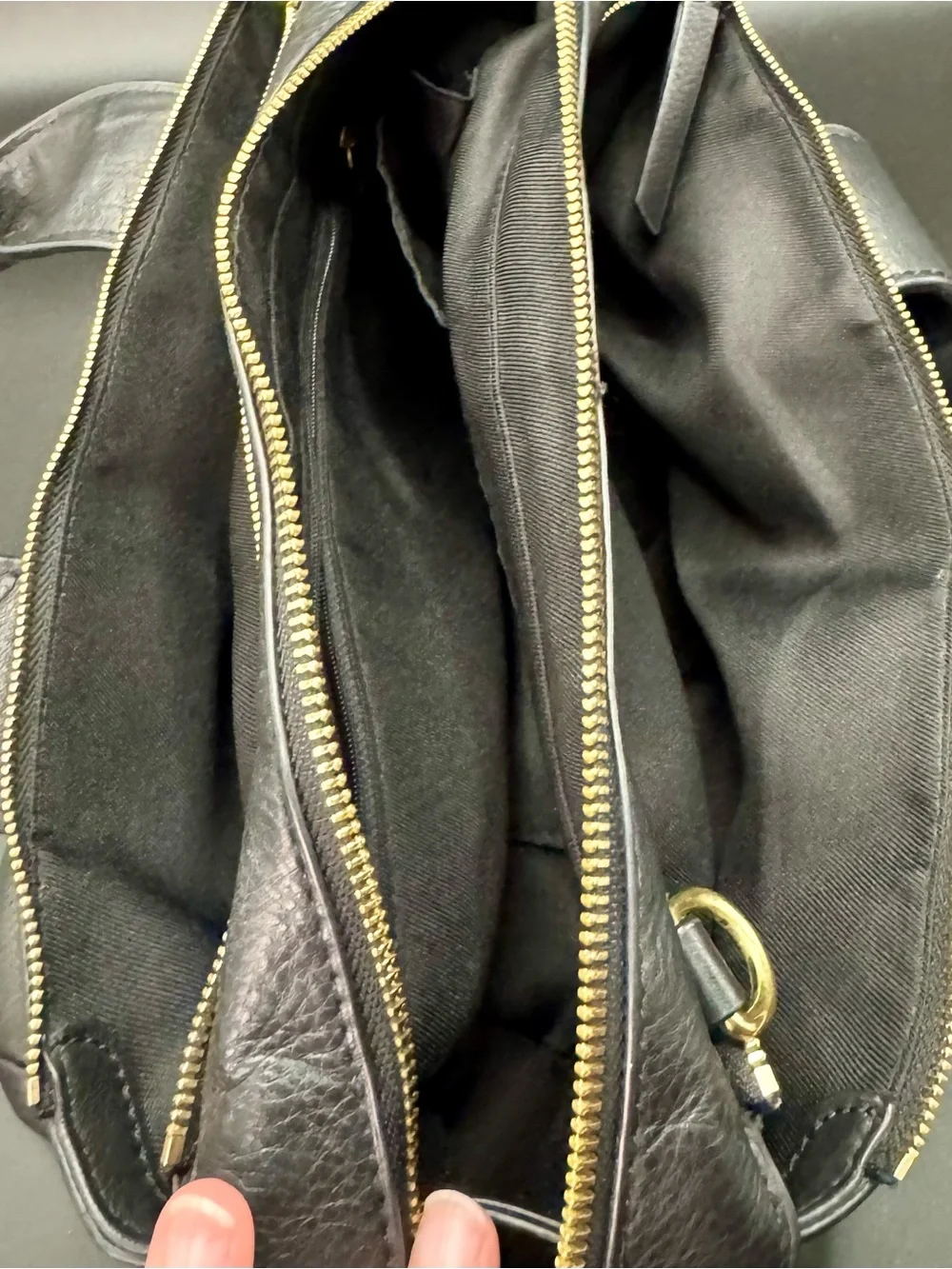 Vince Camuto Black Pebbled Leather Satchel Bag with Gold Hardware - Picture 6 of 8